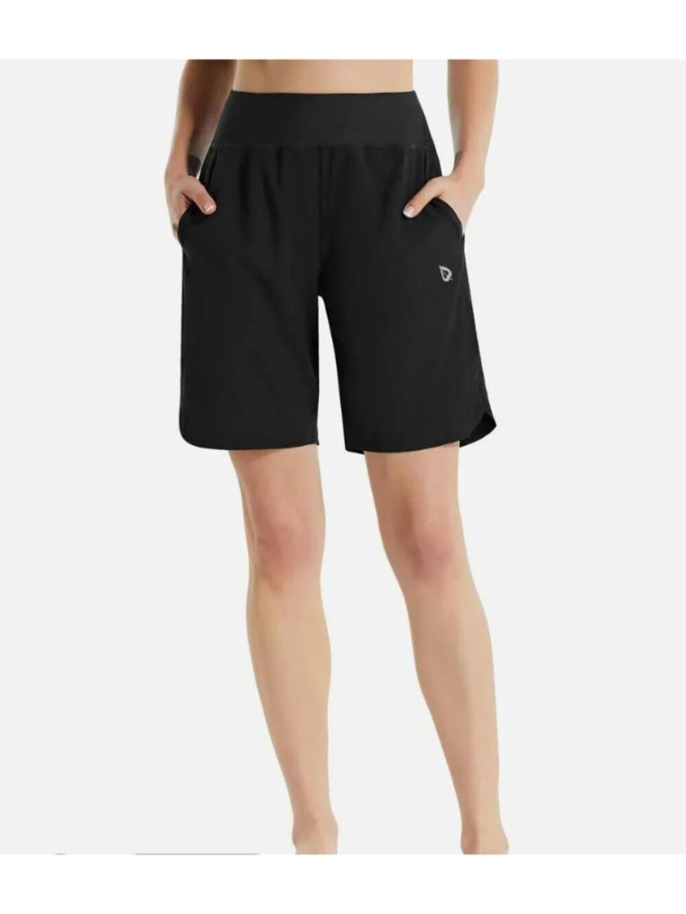 Baleaf Womens Large UPF 50+ Swim Shorts Pockets Black Lightweight High Waisted